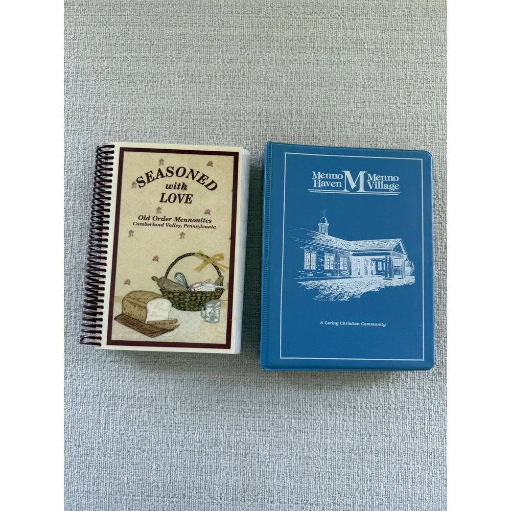 Set of 2 Vintage Pennsylvania Mennonite Community Cookbooks Old Order Spiral